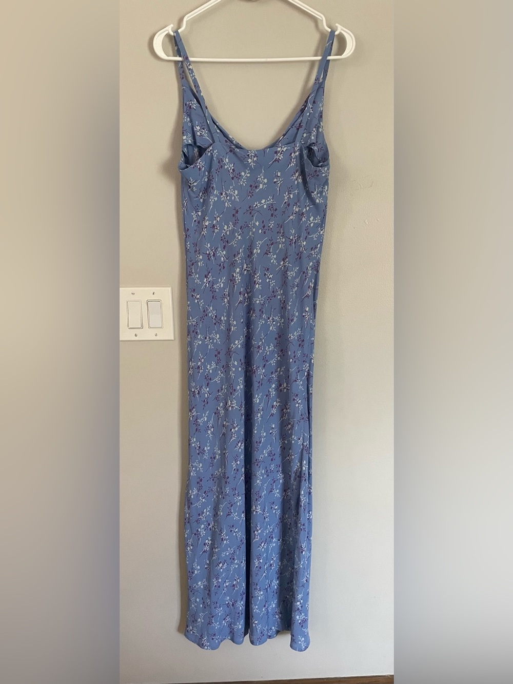 Vintage 2002 Gap Periwinkle Floral Bias Cut Slip Maxi Dress Cowl Neck Sz 10 Y2K - Picture 8 of 8